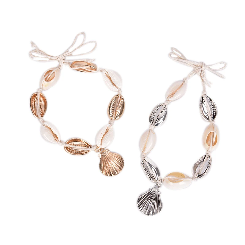 Натуральный Каури бусины в виде ракушки ножной браслет на ногу ручной работы