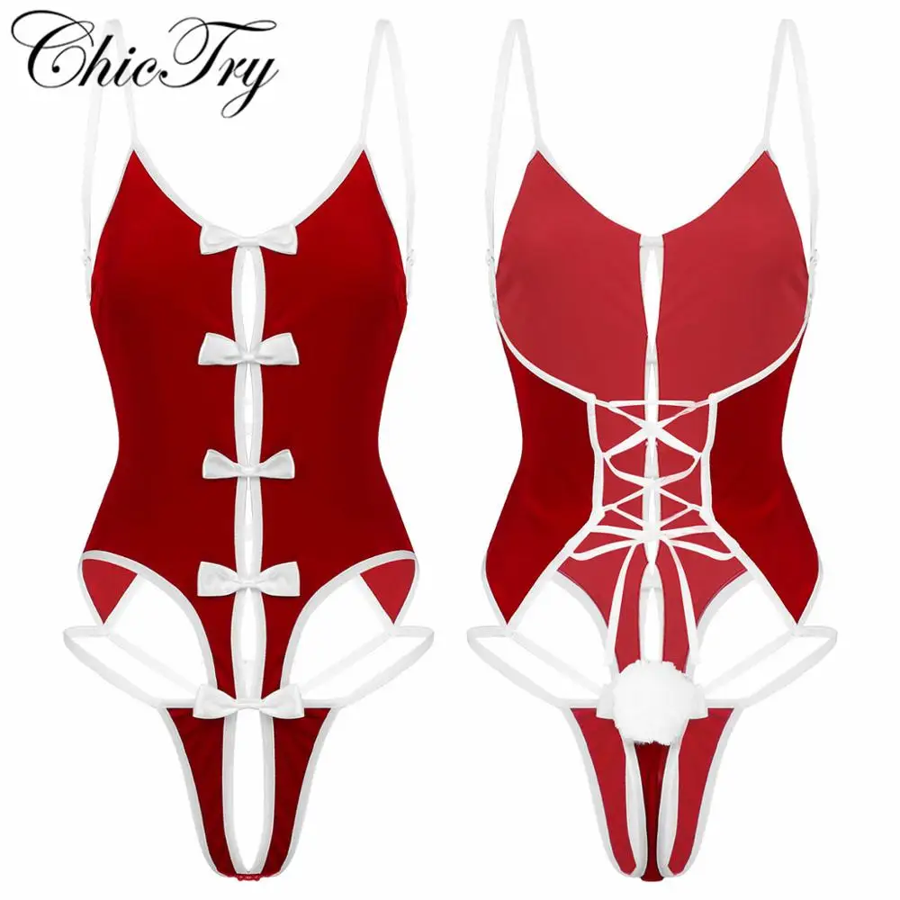 Женское мягкое бархатное рождественское сексуальное нижнее белье Тедди