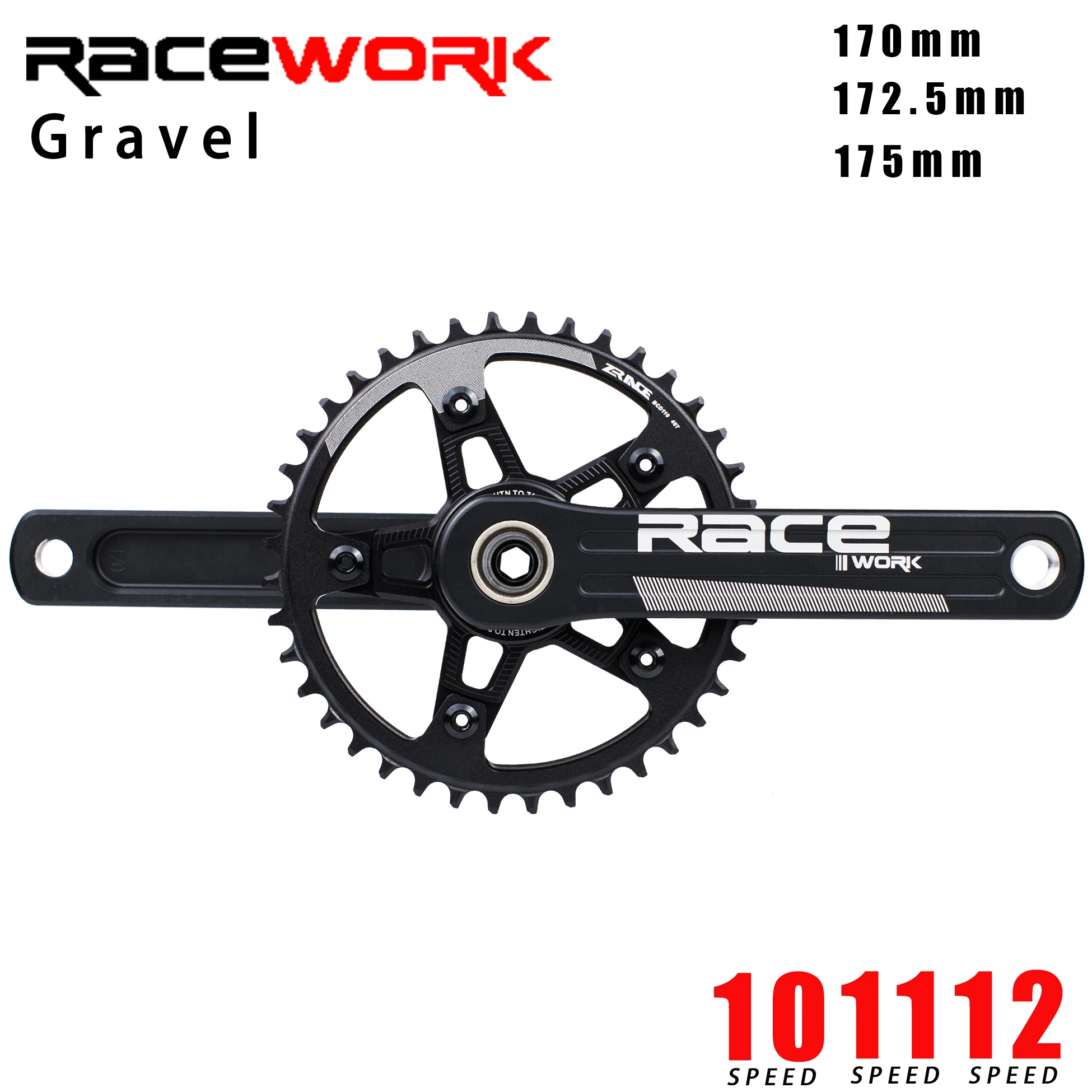 

RACEWORK Road Bicycle Chainset Crankset for Race Gravel Cyclocross Bike Crank 170/172.5/175mm GXP BB Bottom Bracket BB386 New