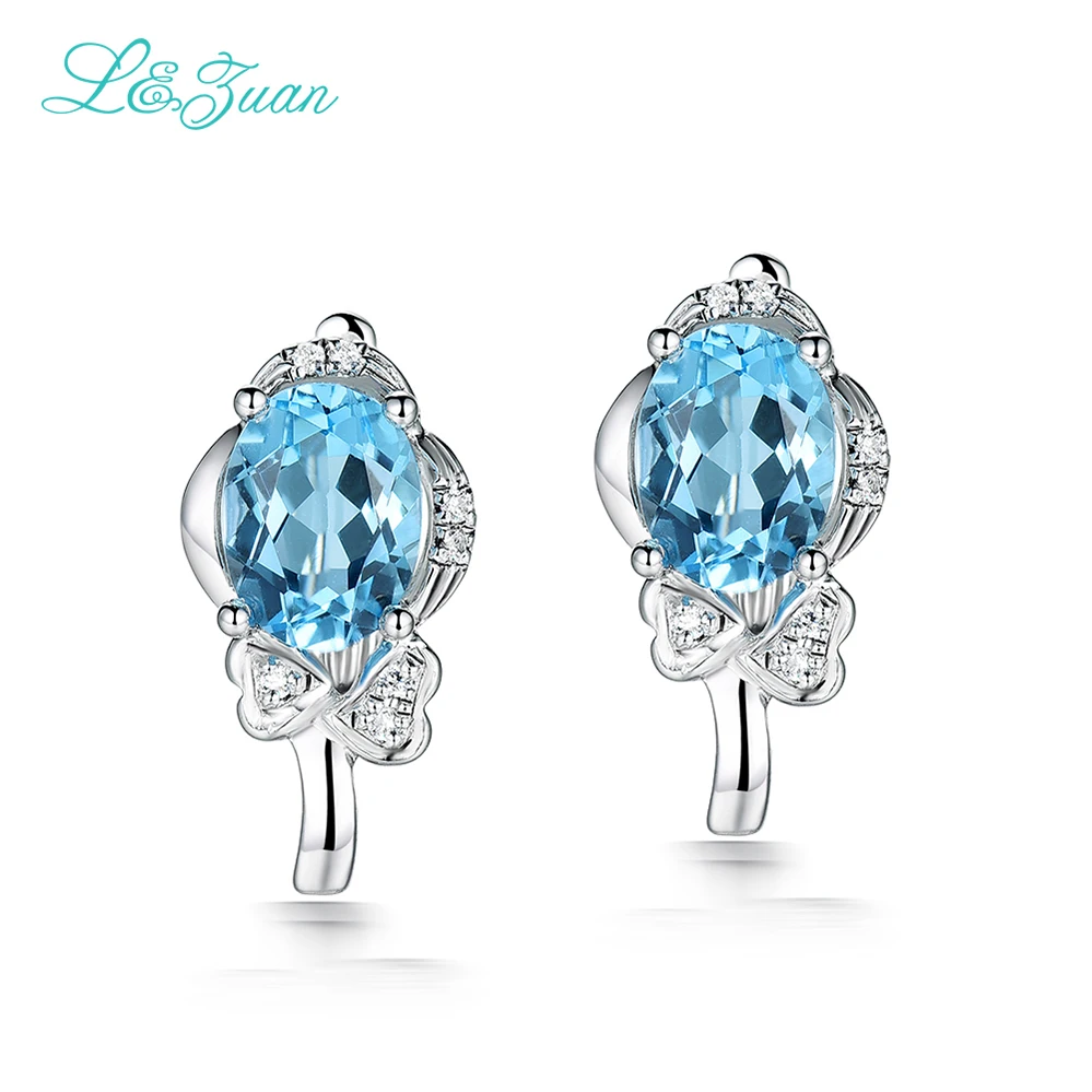 Женские серьги Клипсы из серебра 925 пробы с натуральным топазом|clip earrings|earrings