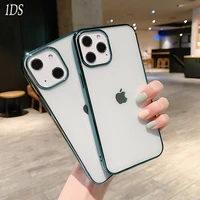 1ds electroplating bumper transparent phone case for iphone 13 12 pro max mini soft tpu shockproof back cover