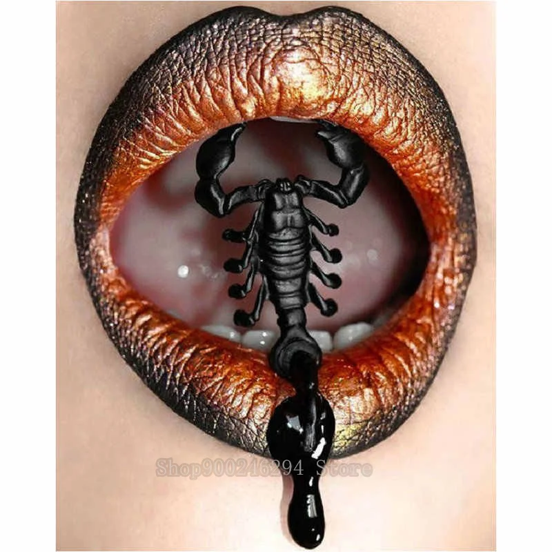 Алмазная картина женские губы Скорпион полная дрель квадратный 5D алмазная