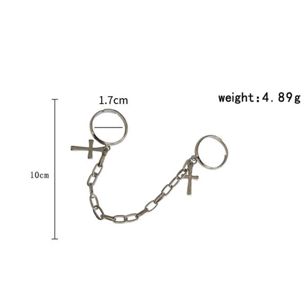 

Silver Color Plated Retro Punk Hip-Hop Cross Ring Hand Finger Chain Adjustable Rings Jewelry Gift for Men Women Unisex Ring Gift