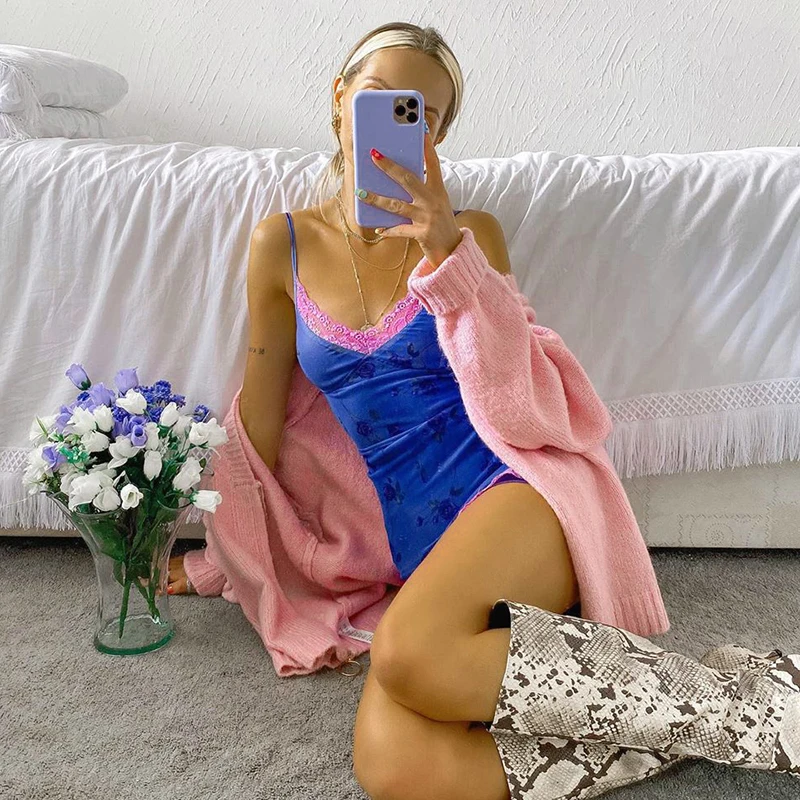 Женское платье на тонких бретельках Weekeep уличная одежда с принтом обтягивающие