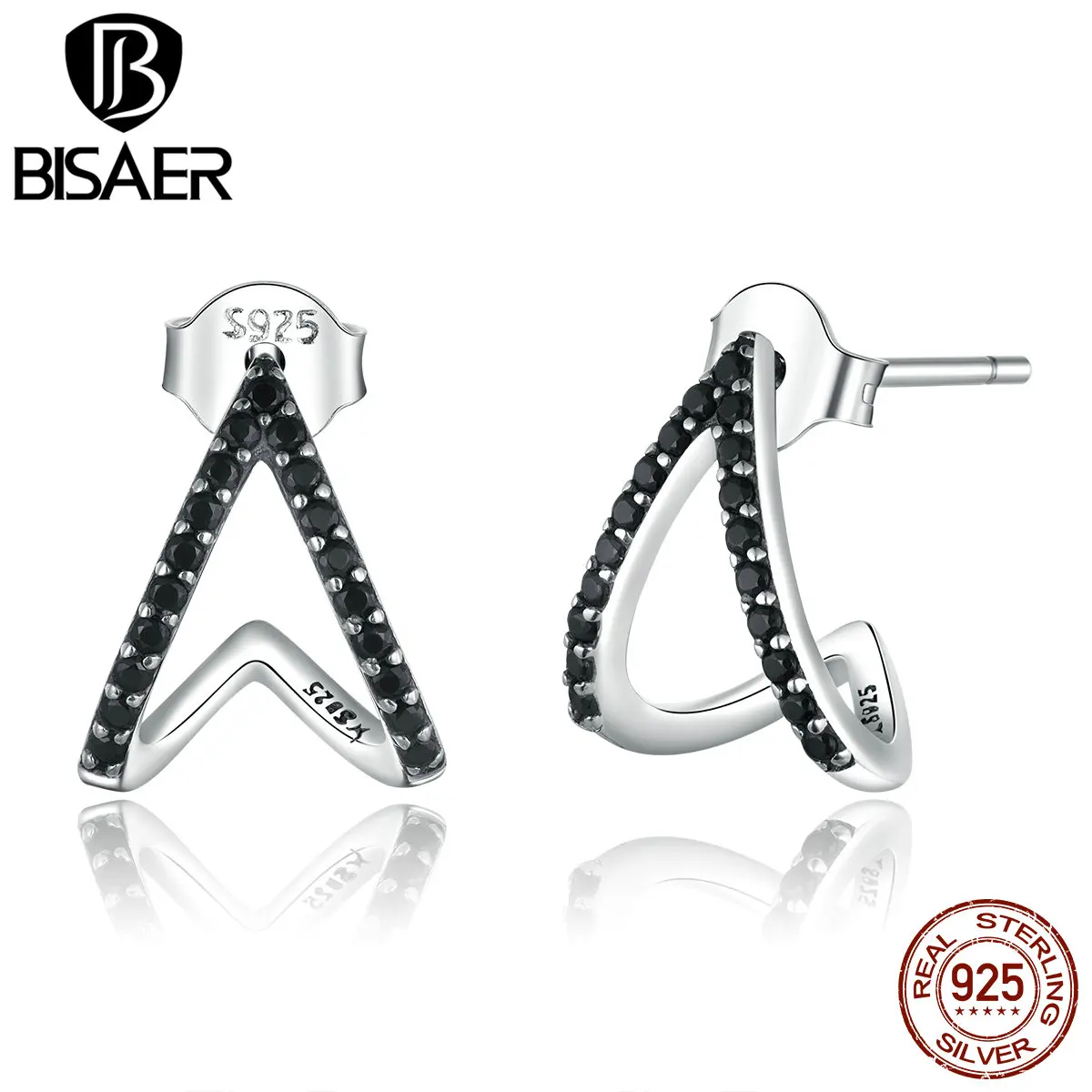 BISAER хит продаж серебро 925 пробы простые серьги гвоздики геометрической формы для