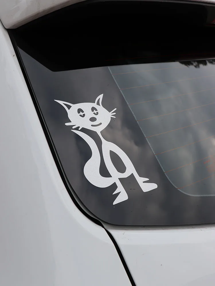 

ZTTZDY 9.3*16.2CM Interesting cat Car Sticker Motorcycle Bumper Truck Vinyl Decal Black/Silver ZJ4-0238