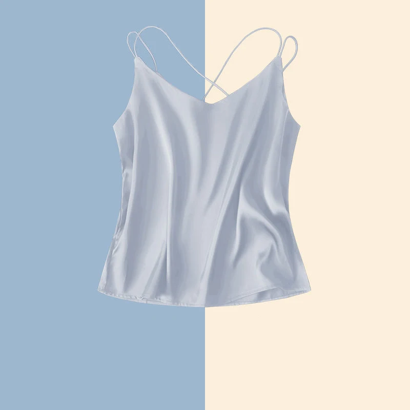 

2021 Spaghetti Strap Top Women Halter V Neck Cami Sleeveless Satin Silk Tank Tops Women'S Summer Camisole Plus Size