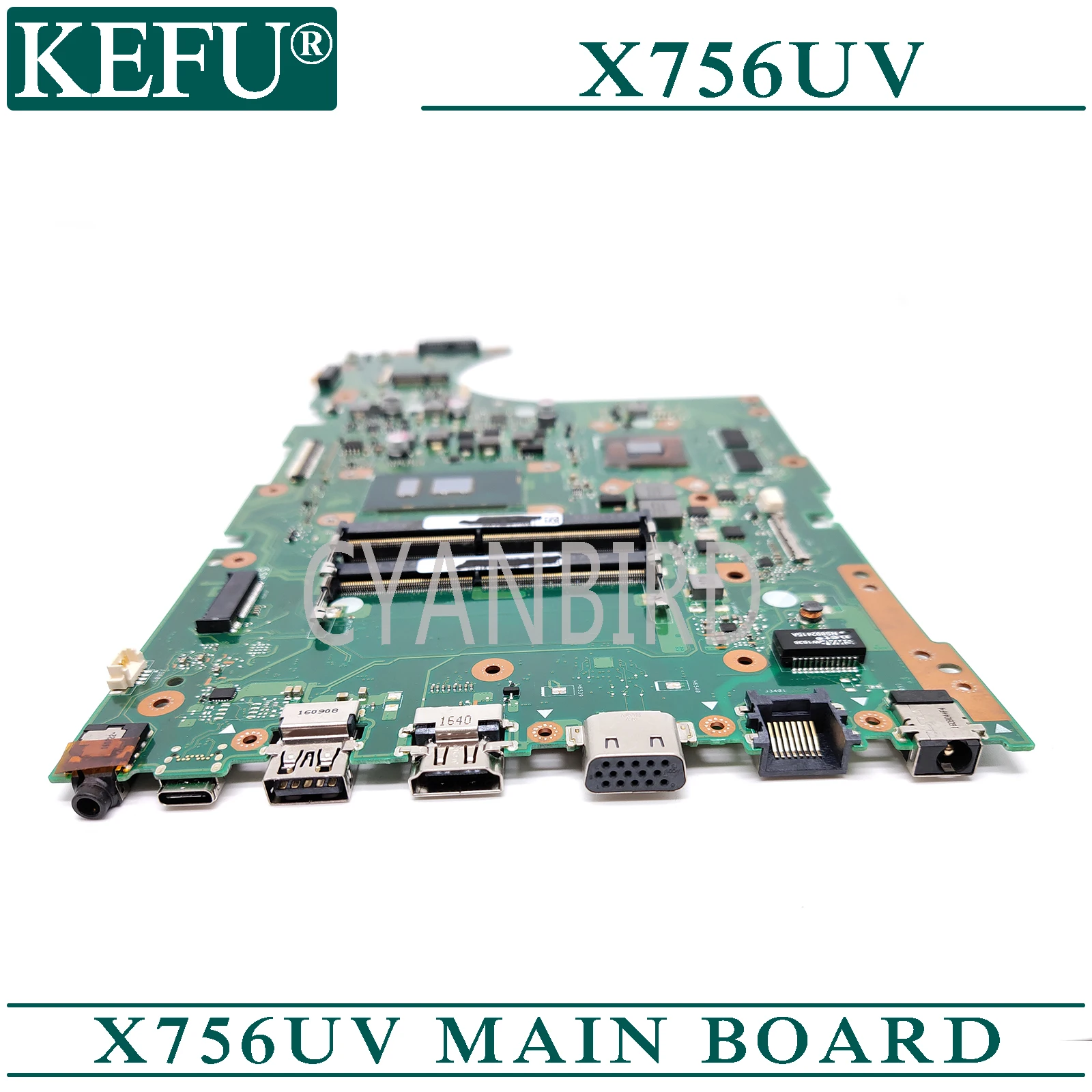

KEFU X756UV original mainboard for ASUS X756UVK X756UAK X756UAM X756UA with I3-7100U GT920M Laptop motherboard