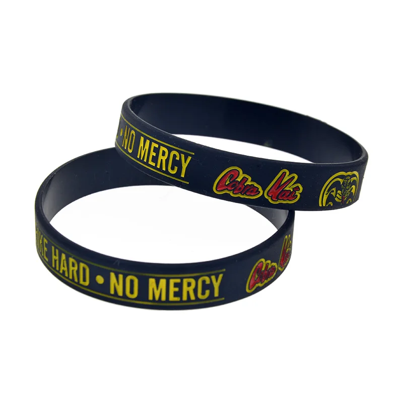 

OBH 1PC Strike First Strike Hard No Mercy Silicone Rubber Bracelet Black