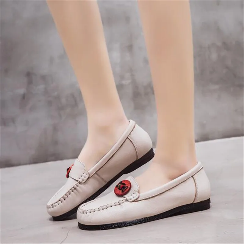 

Best Sale 2020 New Spring Classic Top Cowhide Full Genuine Leather Shoes Flat Shoes Comfort Soft Women Fashion Shoes Casual Shoe