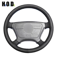 black artificial leather diy hand stitched car steering wheel cover for mercedes benz e class w210 e 320 280 240 200 1995 2002