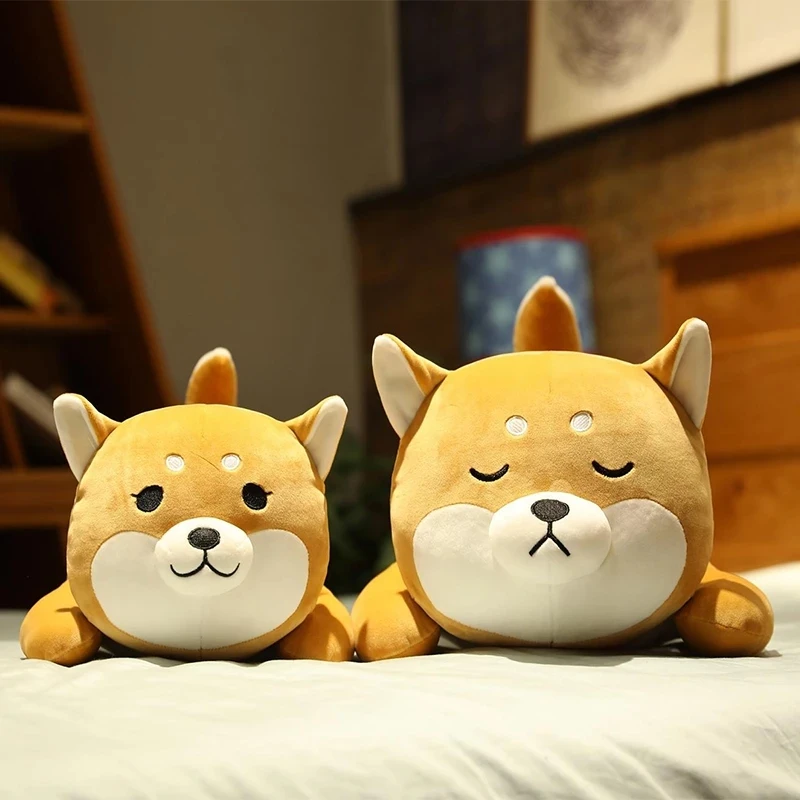 Nuevo enorme 35/75CM precioso Corgi y perro Shiba Inu juguetes de peluche Kawaii Husky acostado almohada de peluche de muñecas de animales suaves niños bebé regalo
