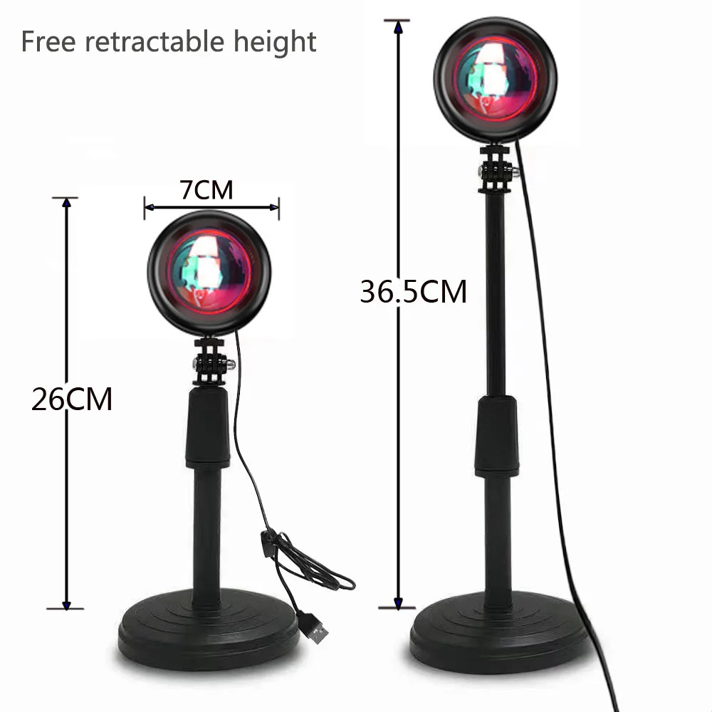

Sunset Projection Lamp Rainbow Atmosphere Led Night Light Sunset Light For Home Bedroom Background Wall Tiktok USB Table Lamp