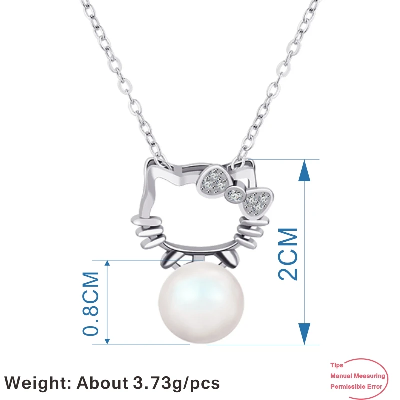 JXXGS жемчужное 925 пробы Серебряное ожерелье с цирконом милое hello kitty женские