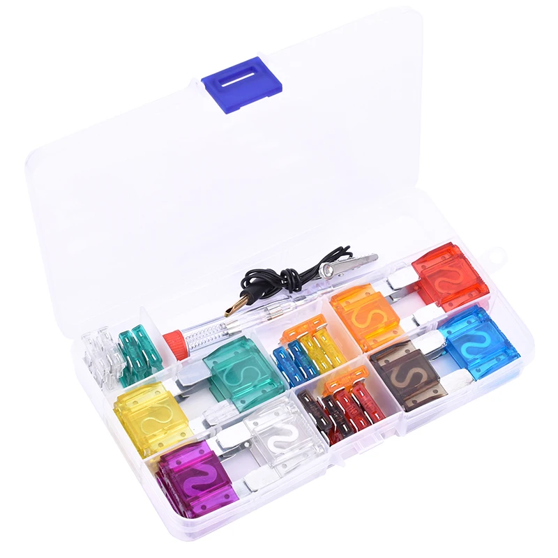 44 шт. Средний 5A 7.5A 10A 15A 20A 25A 30A большой 20A 30A 40A 50A 60A 70A 80A 100A автомобильный флэш-предохранитель и тестовая ручка