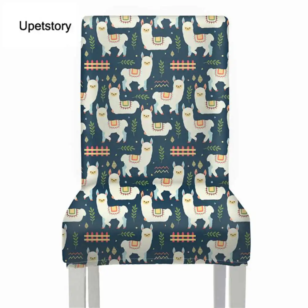 

Эластичное сиденье для стула Upetstory, чехол для домашнего стула с мультипликационным принтом альпака, моющийся защитный чехол для кухонного с...