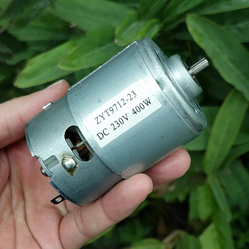 

High Power Motor with Cooling Fan DC220V 400W Miniature Spindle Motor High Speed High Torque 9712 DC Motor, Output Shaft 4.5mm
