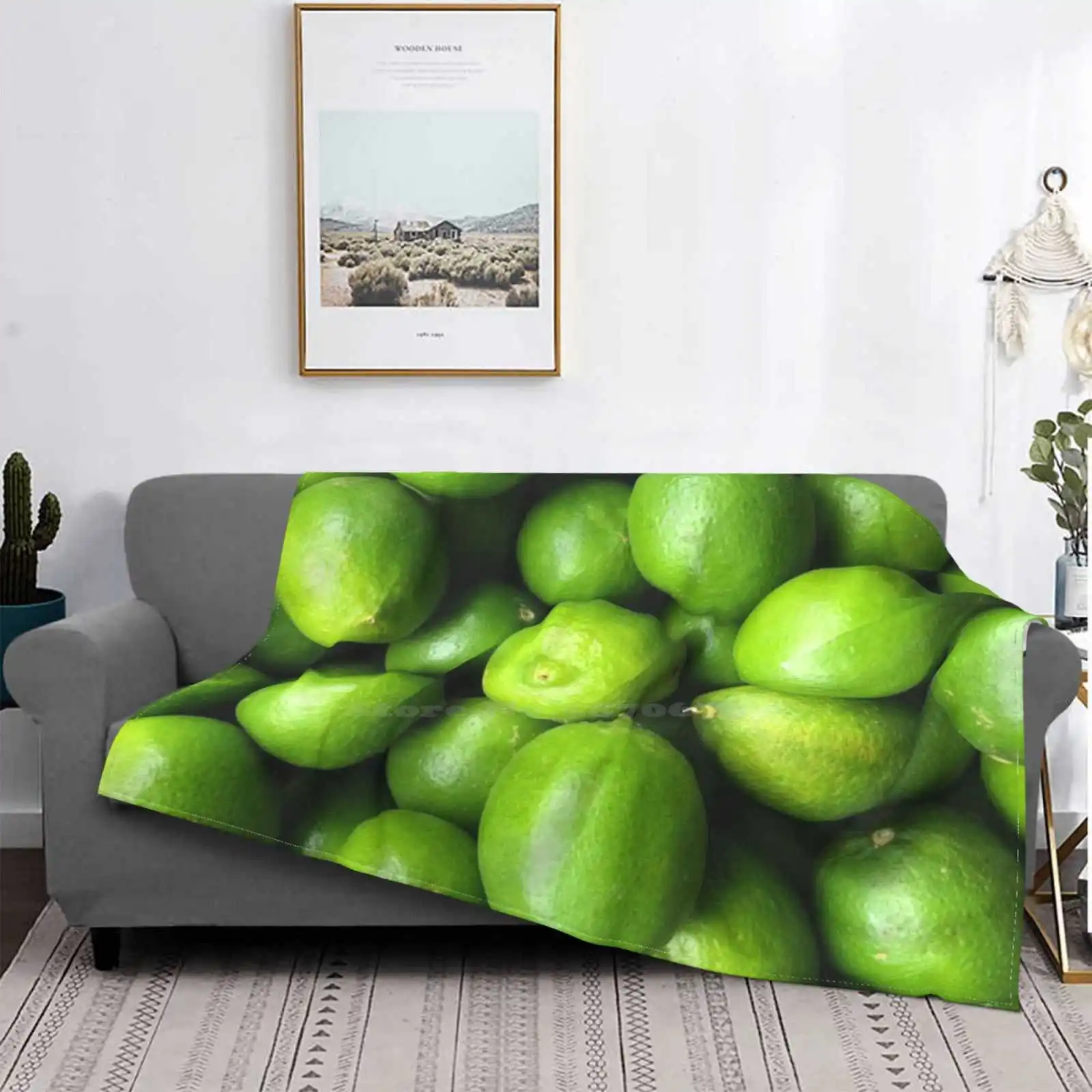 Модное мягкое теплое одеяло с рисунком лимона зеленого цвета цитрусовых еды для
