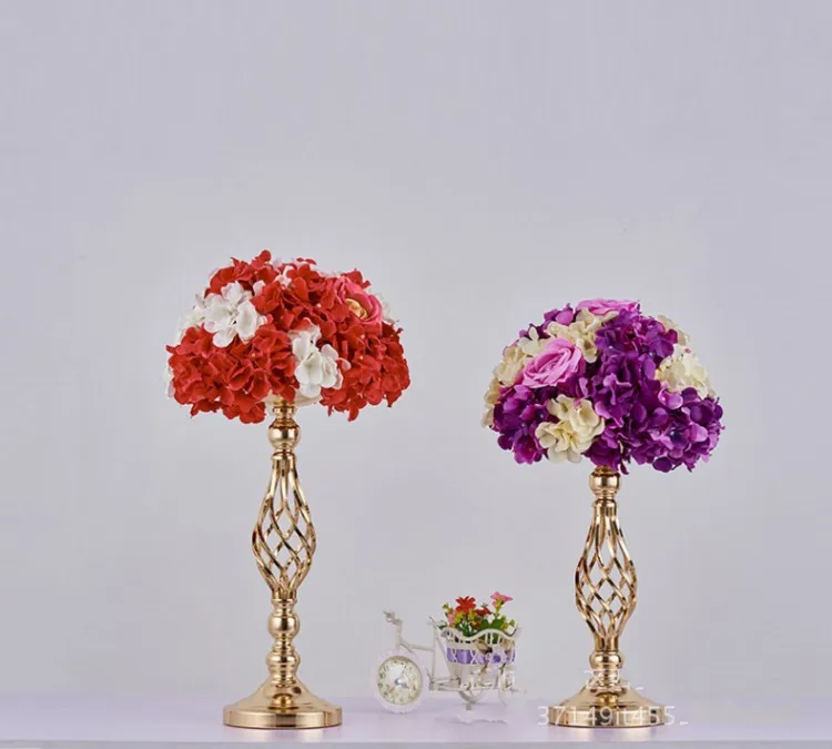 

European Style Gold Plated Iron Flower Vase Metal Candle Holder Candle Stick Wedding Centerpiece Event Road Lead Wedding Prop
