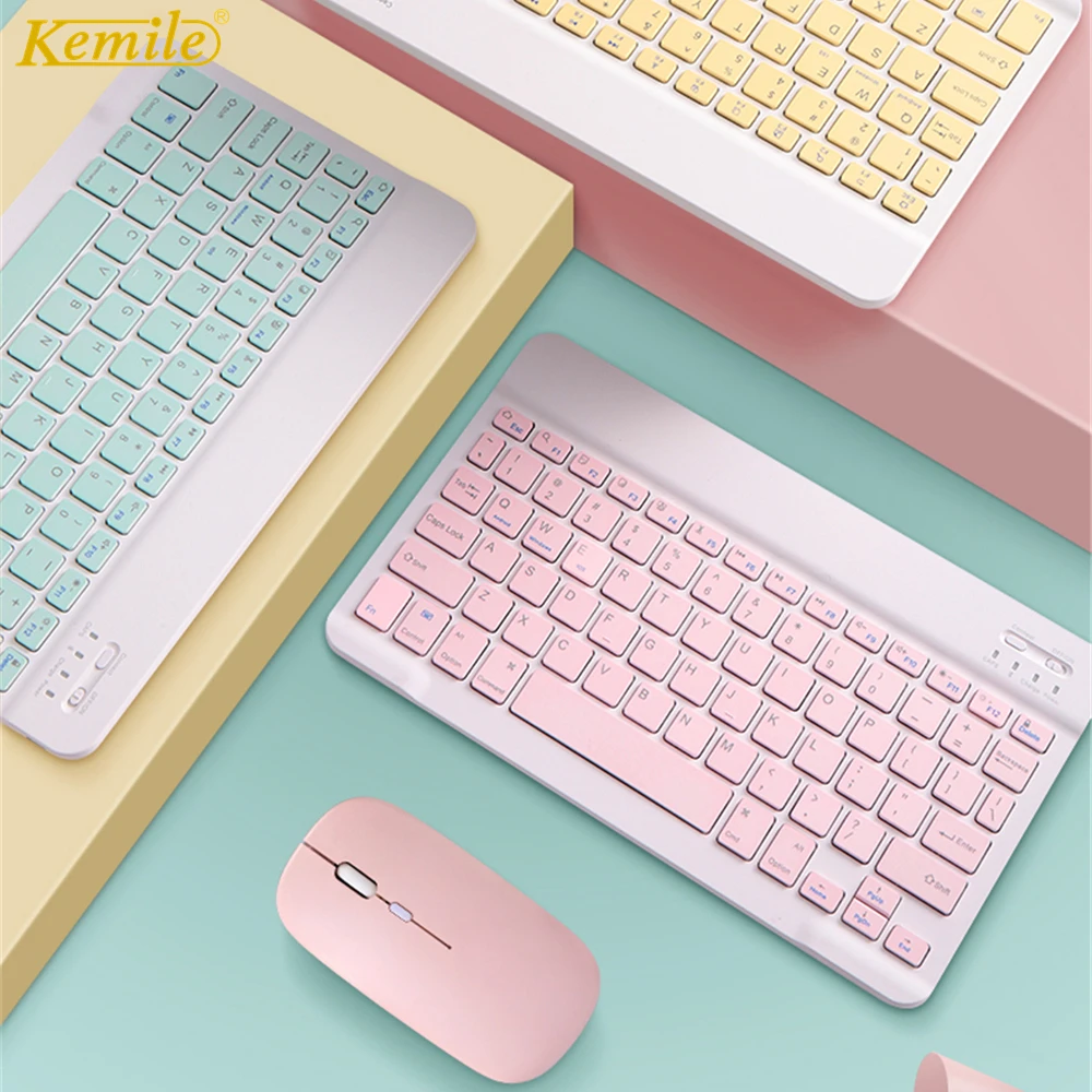 Испанская мини беспроводная клавиатура Bluetooth мышь Keycaps русская испанская