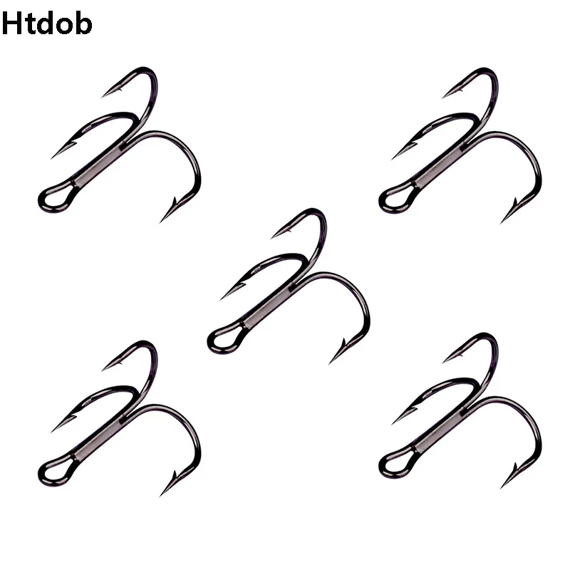 

Htdob 50Pcs High Quality Treble Hooks Barbed Hook High Carbon Steel Fishing hooks For Fishing Accessories tackle Black Color