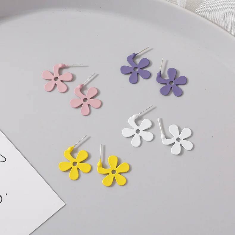 Fashion Korean Style 2020 Yellow White Pink Flower Daisy Elegant Stud Earrings Girl's Gift Jewelry Ornament Accessories | Украшения и