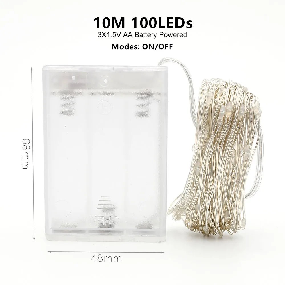 10M 100LEDs Медный провод светодиодный гирлянды 5/10 м праздничное освещение Фея гирлянда для елки Свадебная вечеринка подарок девушки украшения комнаты - Испускаемый цвет: 10M 100LEDs