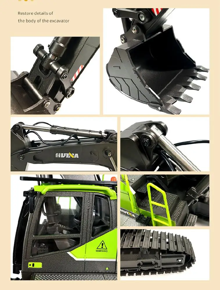 

4-in-1 Excavator 22CH RC Truck 1/14 Remote Control Engineering Vehicle Model Toys For Boys Huina 593 1593