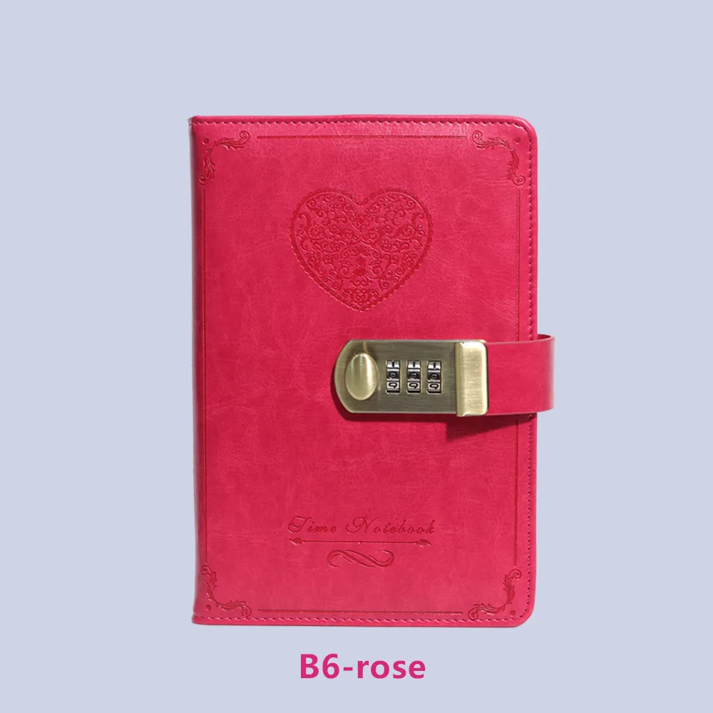 B6-rose Дневник B6 Пароль Книга с замком Ретро ноутбук путешествия школы девушки подарок тетрадь журнал деловой планировщик - Цвет: B6-rose