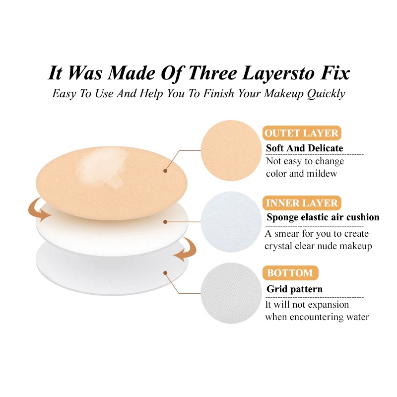 3 шт. косметическая воздушная подушка для пудры Puff не Latex сухая и влажная двойного