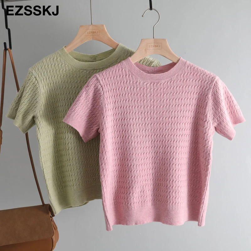 Футболка женская кашемировая трикотажная Базовая рубашка с коротким рукавом и