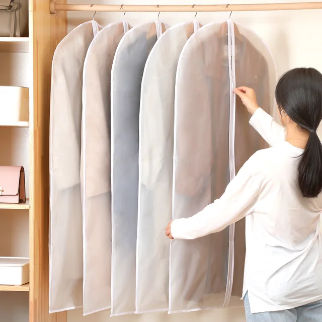 Household Coat Transparent Dust Cover Suit Dress Jacket Clothes Coat Dust Proof Protector Storage Bag Wardrobe Hanging Clothing