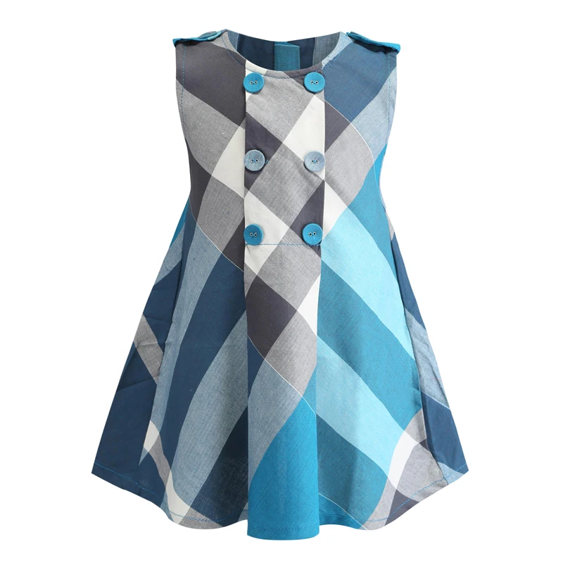 

Kids Clothing 2021 New Sleeveless Costumes Casual Wear European Style Cotton Plaid A-line Dress Girl Fashion