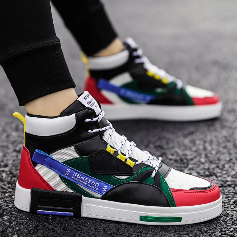 

Мужские кроссовки для скейтборда, высокие кроссовки для отдыха, дышащая Уличная обувь, спортивная обувь в стиле хип-хоп, прогулочная обувь д...