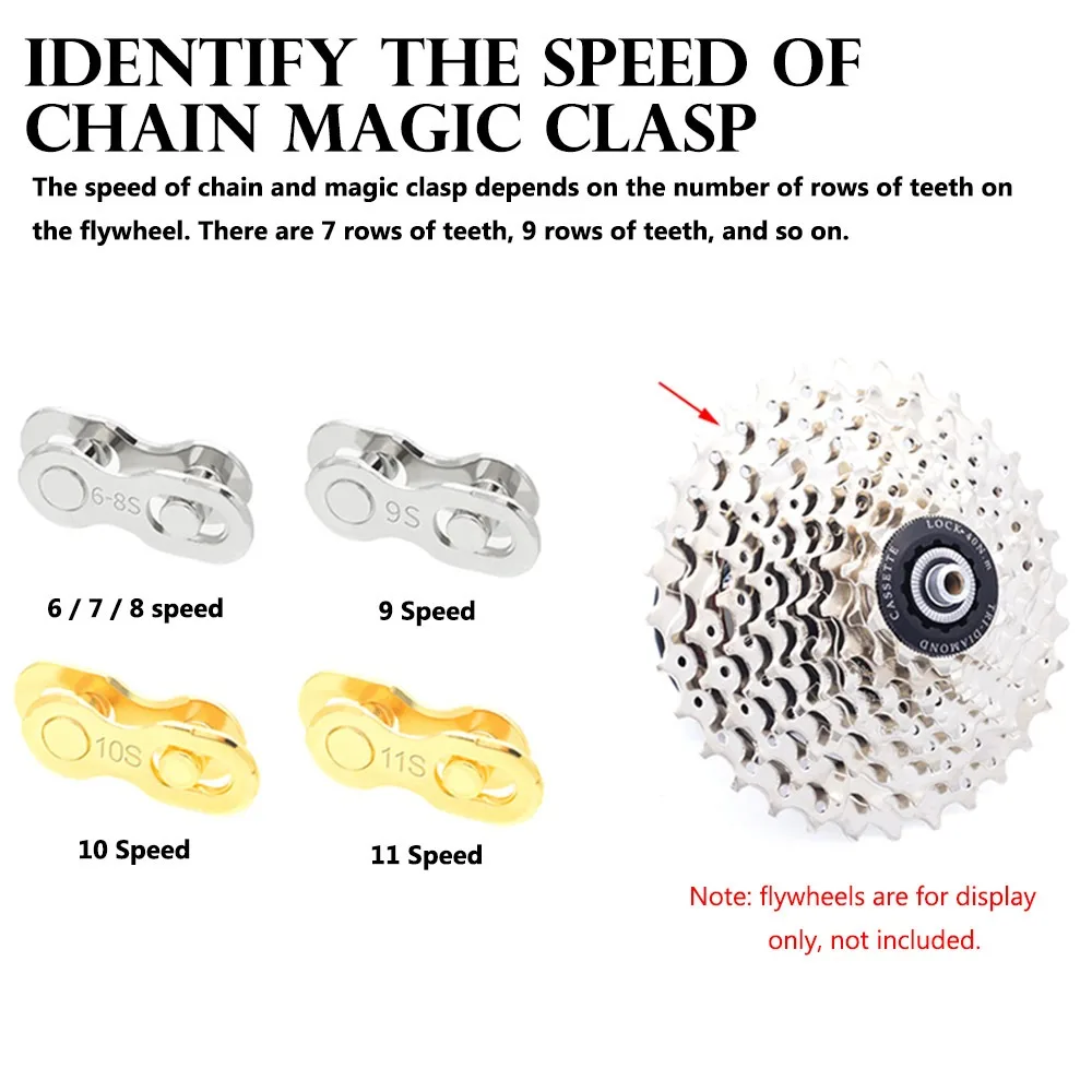 

Bicycle Chain Connector Lock Quick Link Connector Road Bike Buckle Joint Magic Buckle Master Cycling Gold 6/7/8/9/10/11/12 Speed