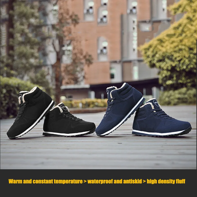 Новые мужские зимние ботинки с флисовой подкладкой Теплые ботильоны