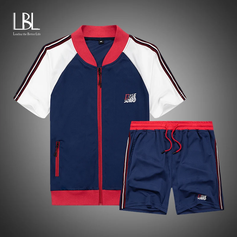 

Костюм спортивный мужской короткий, из свитшота и шорт, на каждый день, для лета, 2021