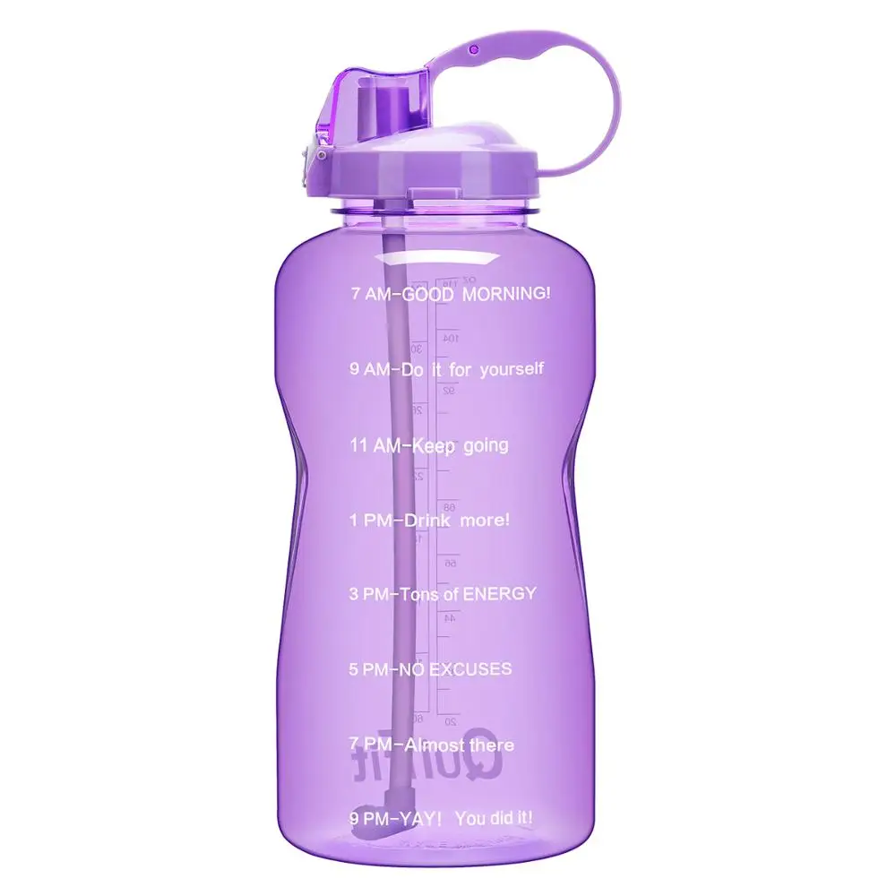Purple BuildLife Тритан галлон бутылка для воды 128 OZ/64 OZ 3.8L/2L с уникальной шкалой времени/измерения/цели отмечены раз BPA бесплатно Спорт Тренажерный зал - Цвет: Purple