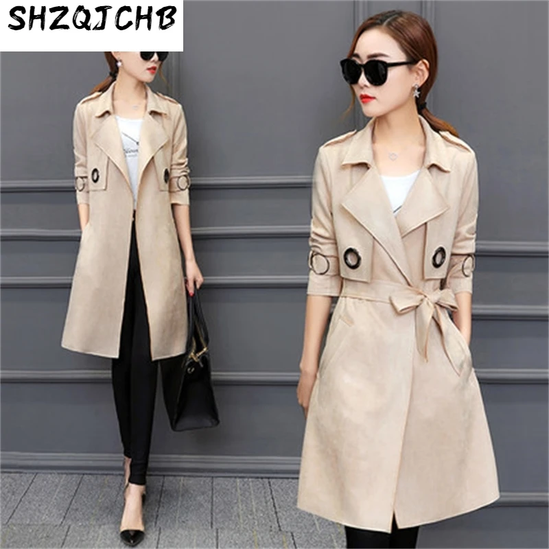 

JCHB 2021 Women's Coats Winter Trench Coats Solid Plus Size Spring Autumn Suede Windreaker Female Outwear High Quality LX14