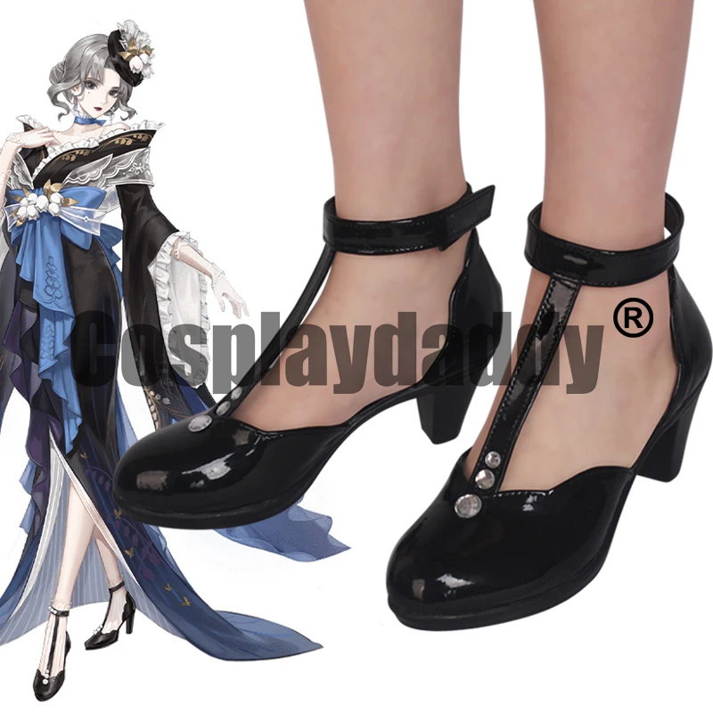Onmyoji Kessen Heian Kyo Shikigami Shiranui, мечта на тысячу лет Черные туфли на каблуке с Т-образным ремешком для косплея S008