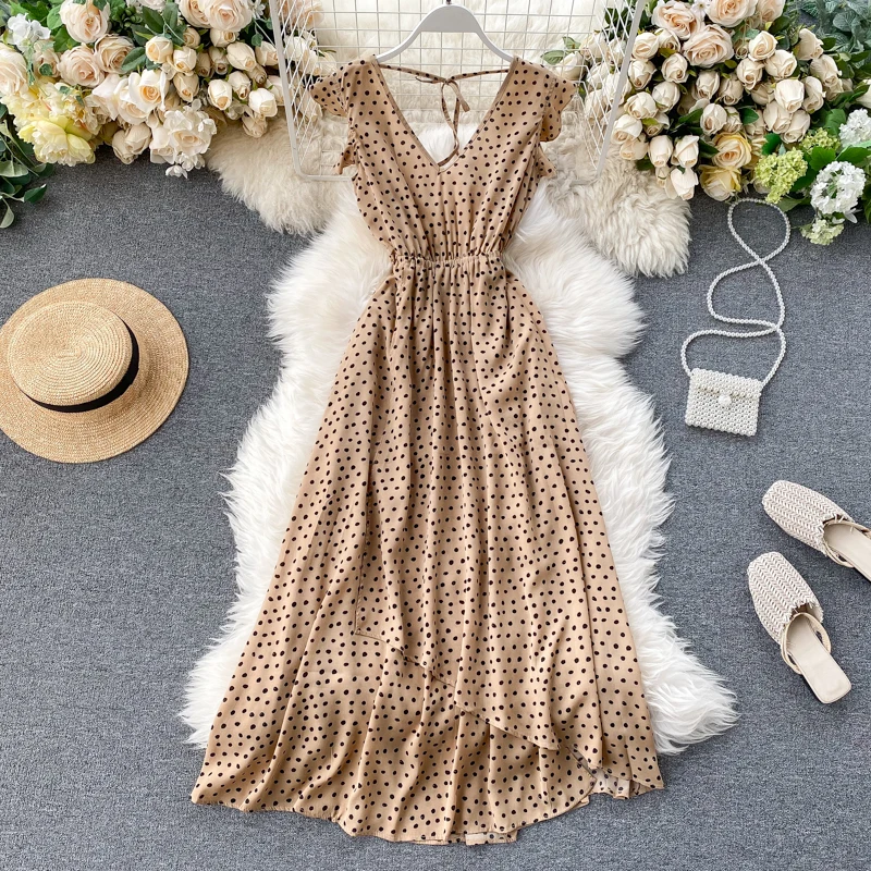 Женское платье ftaylor длинное с принтом в горошек на лето|Женские платья| |