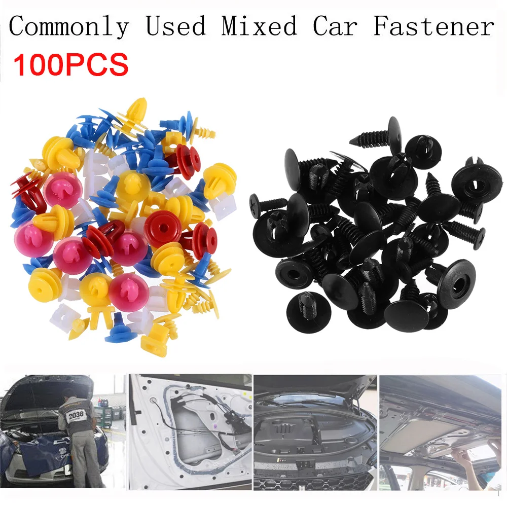 100 шт./лот смешанный Автомобильный Крепеж пластиковый зажим для крыла бампера