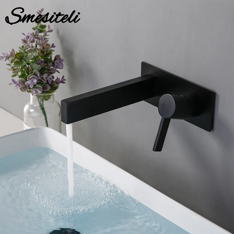 

Smesiteli Wash Basin Mixer Tap Bath Solid Brass Single Handle Two Holes Wall Mount Hot And Cold Water Bathroom Sink Faucet