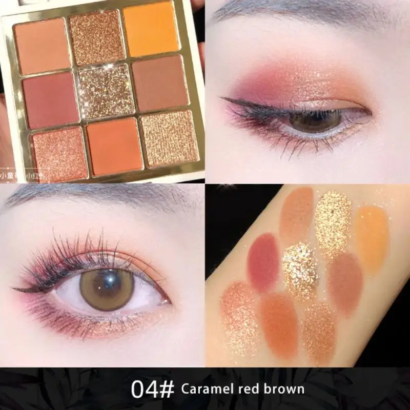 

MINSHZEE 9 Color Matte Glitter Eyeshadow Palette Cosmetic Pink Pearl Shimmer Dimond Eye Shadow Longlasting Eye Makeup TSLM2