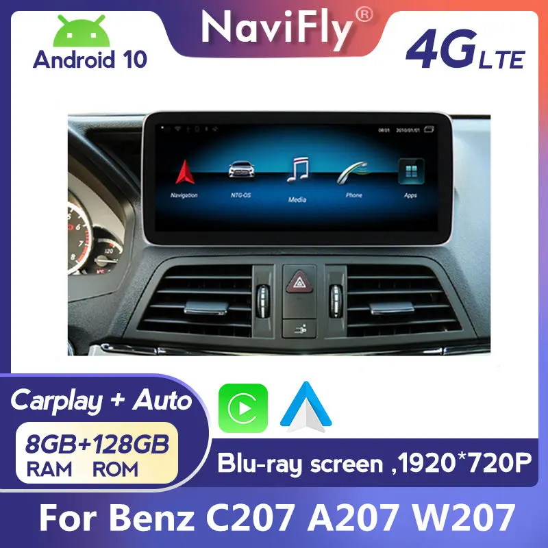 Новый Автомобильный мультимедийный плеер Android 10 HD IPS экран радио Кассета для Benz E
