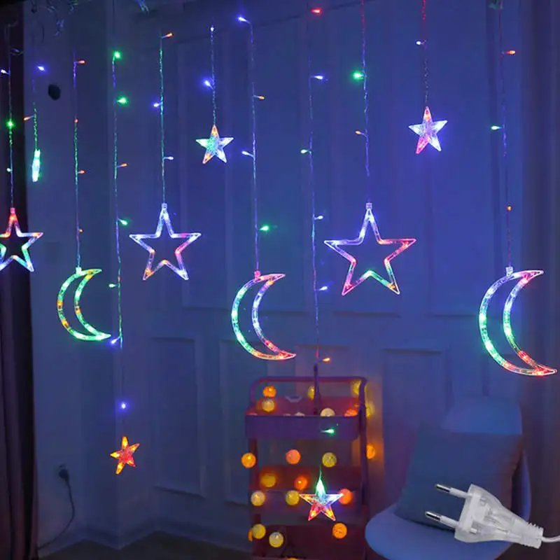 

Moon Star Lamp Fairy Lights 3.5M EU220V US110V Christmas Lights Indoor Outdoor Curtain String LED Decoration for Home Party