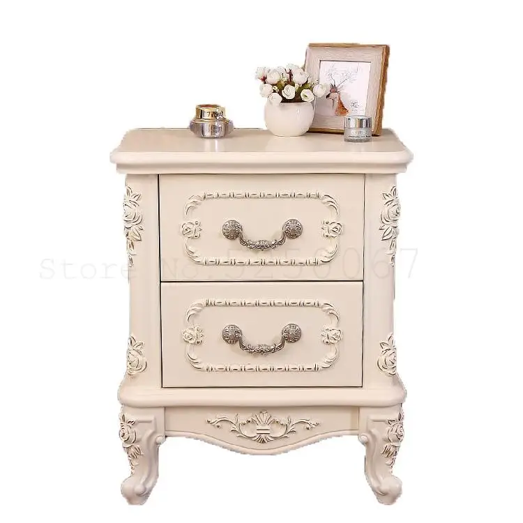 Европейский пасторальный однотонный деревянный белый ящик простой прикроватный