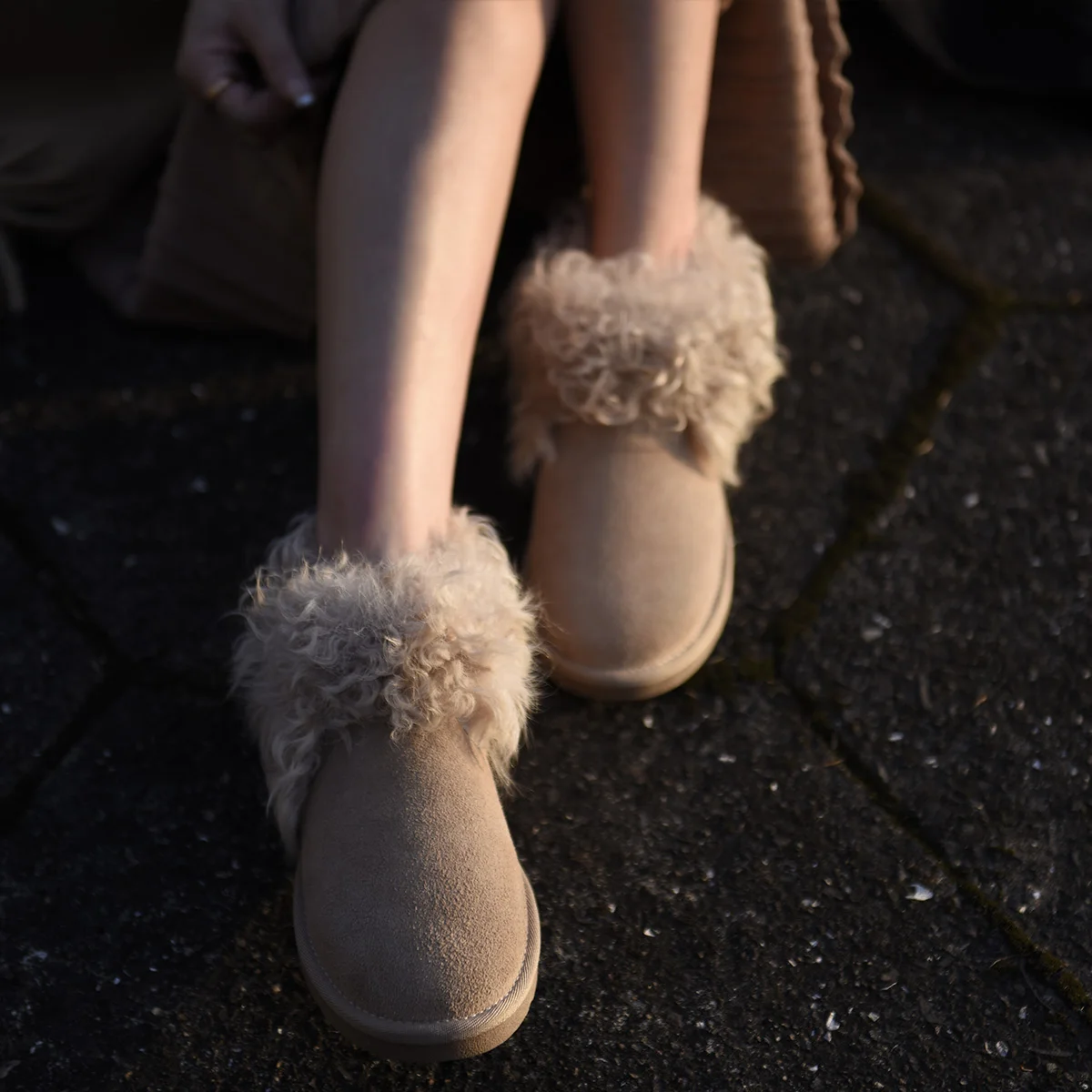 

Artmu Genuine Leather Snow Boots Wool Plush Shoes Thickened Warm Handmade Ankle Boots Cotton Shoes Women Boots JR6623