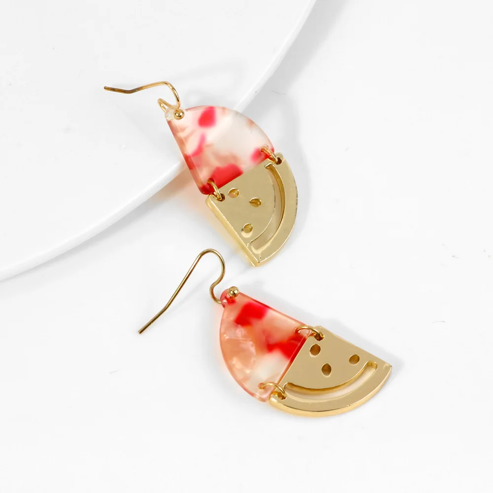 Женские Висячие серьги Boho милые полукруглые из акриловой смолы с декоративными