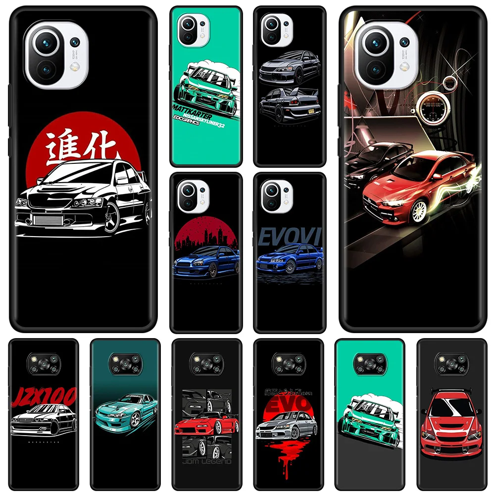 

Case For Xiaomi Poco X3 X4 NFC M3 Pro M3 F3 GT for mi Civi 9T 10T 11T Pro 11 Lite Note 10 Lite JDM Car Mitsubishi Evo